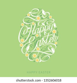 Happy Easter Egg with text. Easter greeting card.