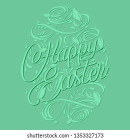 Happy Easter Egg with text. Easter greeting card.