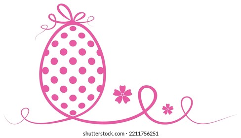 Happy Easter Egg vector. Abstract flourish designed egg in pink. White isolated background.
Happy Easter contour egg with loops and flowers.