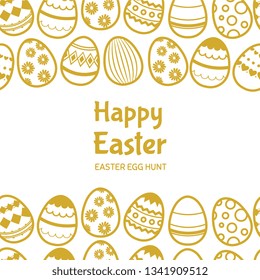 Happy easter egghunt vector banner template with text