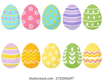Happy Easter. Easter eggs with abstract flowers for print, greeting cards, sticker. Spring holiday. Vector illustration