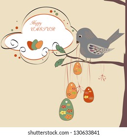 Happy Easter eggs background birds