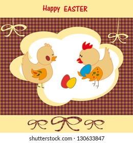 Happy Easter eggs background birds