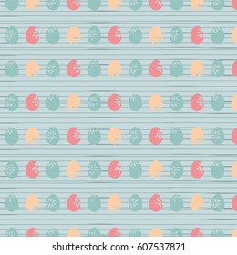 Happy Easter eggs background, sweet eggs with flowers, vector hand drawn
