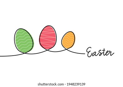 Happy Easter eggs banner in black scribble style hand drawn with thin line, divider shape. Isolated on white background. Vector illustration