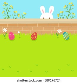 Happy Easter eggs and bunny