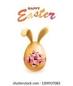 Happy Easter eggs with bunny ears, vector