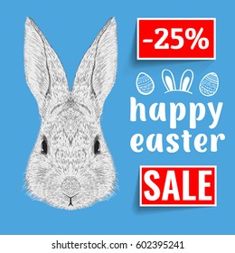 Happy Easter. Easter Eggs and Bunny Ears Vector. For flyers, invitation, posters, brochure, banners.