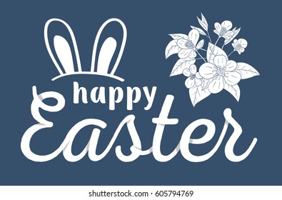 Happy Easter. Easter Eggs and Bunny Ears Vector. For flyers, invitation, posters, brochure, banners.