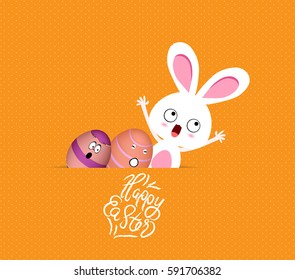 happy easter eggs and bunny funny greeting card
