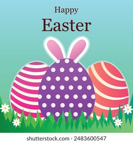 Feliz Pascua huevos y conejito ilustración