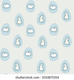 happy easter eggs cartoon doodle vector hand drawn seamless pattern