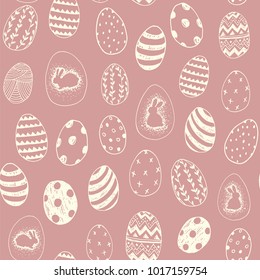 happy easter. eggs cartoon doodle vector. hand drawn seamless pattern