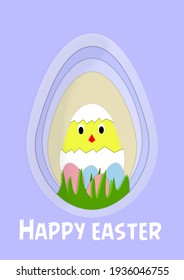 happy easter eggs and chicken