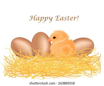 Happy Easter, eggs, chicken
