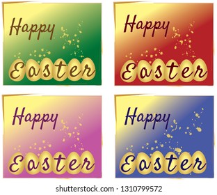 Happy Easter.Set of Easter eggs with different color on a different background.Spring holiday. Vector Illustration.Happy easter eggs - Vector