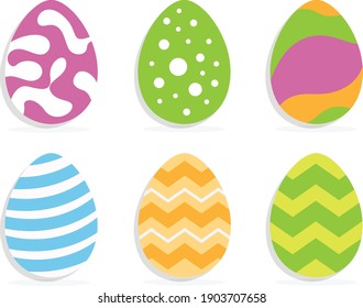Happy Easter eggs.Set of Easter eggs with different colour on a white background. easter in flat illustration