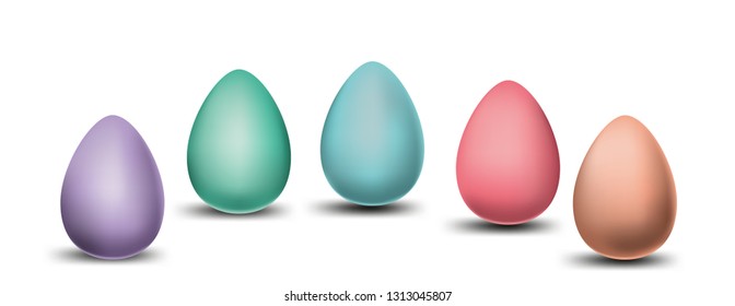 Happy easter eggs with different pastel color on a white backgroundcard,elements,flyers,invitation,brochure,banners,vector,posters spring holiday