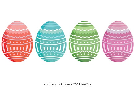 Happy Easter.Set of Easter eggs with different texture on a white background.