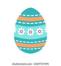 Happy Easter. Easter eggs with different textures on a white background. Spring holiday. Vector Illustration. Happy Easter eggs flat design