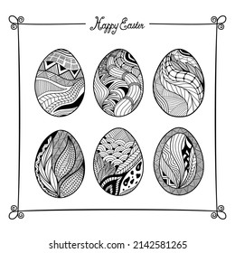 Happy Easter. Easter Eggs Doodles set