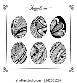 Happy Easter. Easter Eggs Doodles set