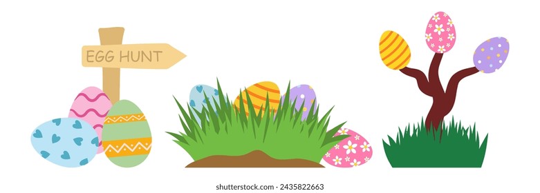 Happy Easter eggs, Easter flat cartoon vector