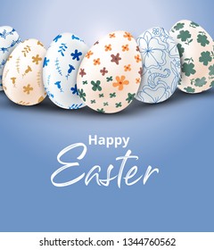 Happy Easter eggs with floral ornate