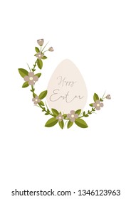 Happy Easter eggs flower design card 