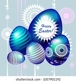 
Happy Easter! Easter eggs. Easter greeting card.