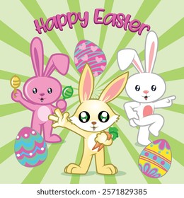 happy easter eggs for greeting card, gift card