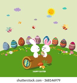 Happy easter. eggs ground round background