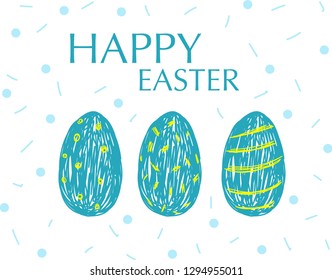 Happy Easter eggs hand drawing