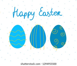 Happy Easter eggs hand drawing