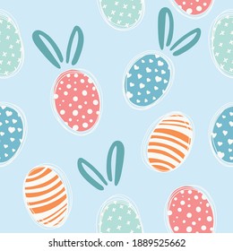 Happy Easter eggs holiday seamless pattern. Easter spring vector illustration. Vector Illustration design in pastel colors  for invitations, prints, wrapping paper