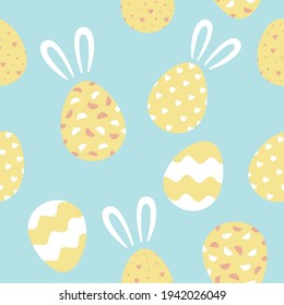 Felices vacaciones de huevos de Pascua sin costura. Ilustración vectorial de primavera de Semana Santa. Diseño de la ilustración vectorial en colores pastel para invitaciones, impresiones, papel envolvente