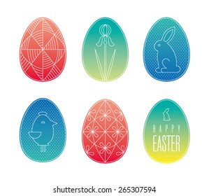 Happy Easter / Easter eggs icons / Easter illustration vector