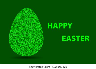Happy Easter - Easter Eggs and inscription - vector - green