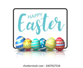 Happy Easter eggs isolated on white background.