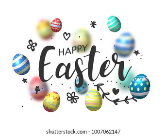 Happy Easter eggs isolated on white background.