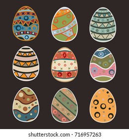 Happy Easter Eggs. Modern Design. Retro Coloring. Vector Illustration