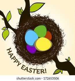 Happy Easter eggs in nest background 02 vector