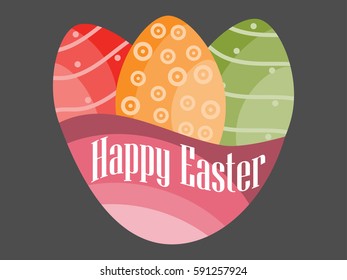 Happy Easter, Easter eggs on a black background. Vector illustration