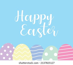 Happy easter eggs on a blue background