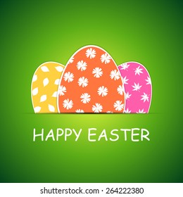 Happy easter with eggs on green backgrounds (vector)