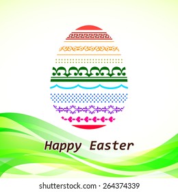 Happy easter with eggs on green wave backgrounds (vector)