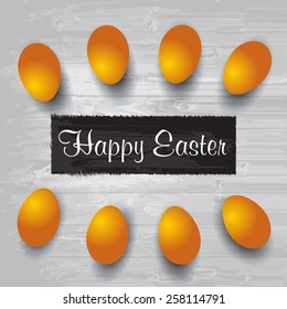 Happy Easter. Easter eggs on the wooden table. wood background. Vector EPS 10 