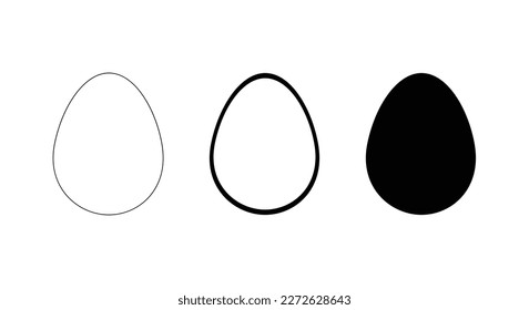 Happy Easter Eggs Outline. A drawing of an egg with a black circle on the left and a white egg on the right.