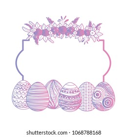 happy easter eggs paint with roses wreath