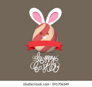 Happy easter eggs with rabbit ears